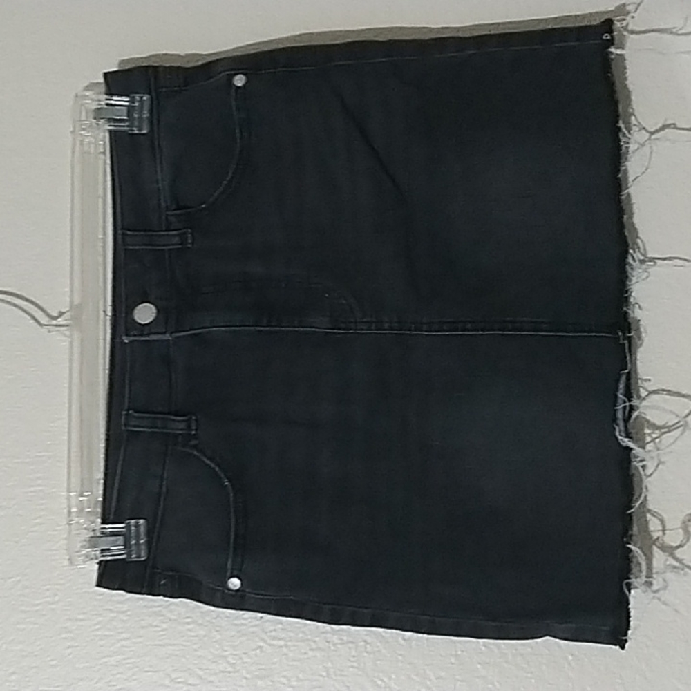 Black Jean Mini Skirt